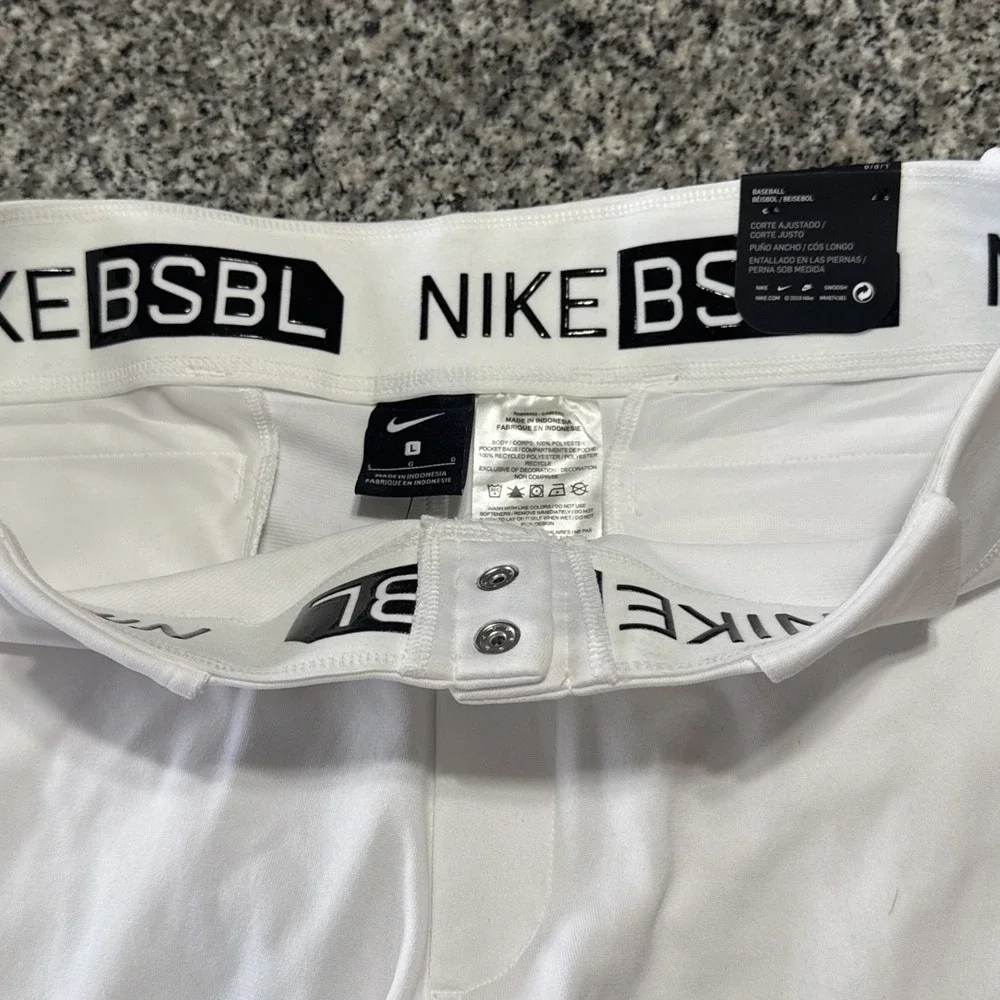 Nike BSBL‎ Vapor Pro Slim Fit High Cut Sz L White Pants